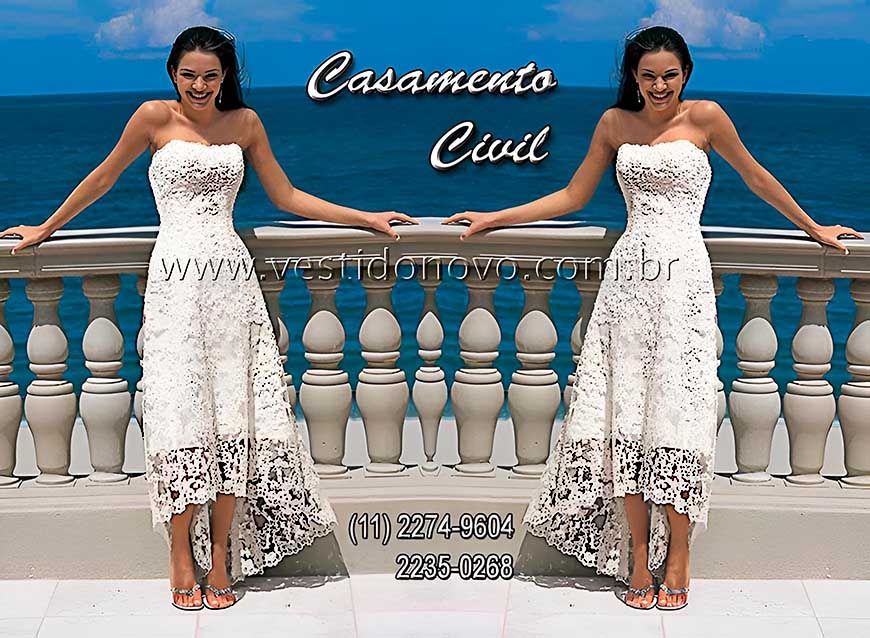 vestido curto en renda, branco,  casamento civil, casamento na praia, em So Paulo sp 