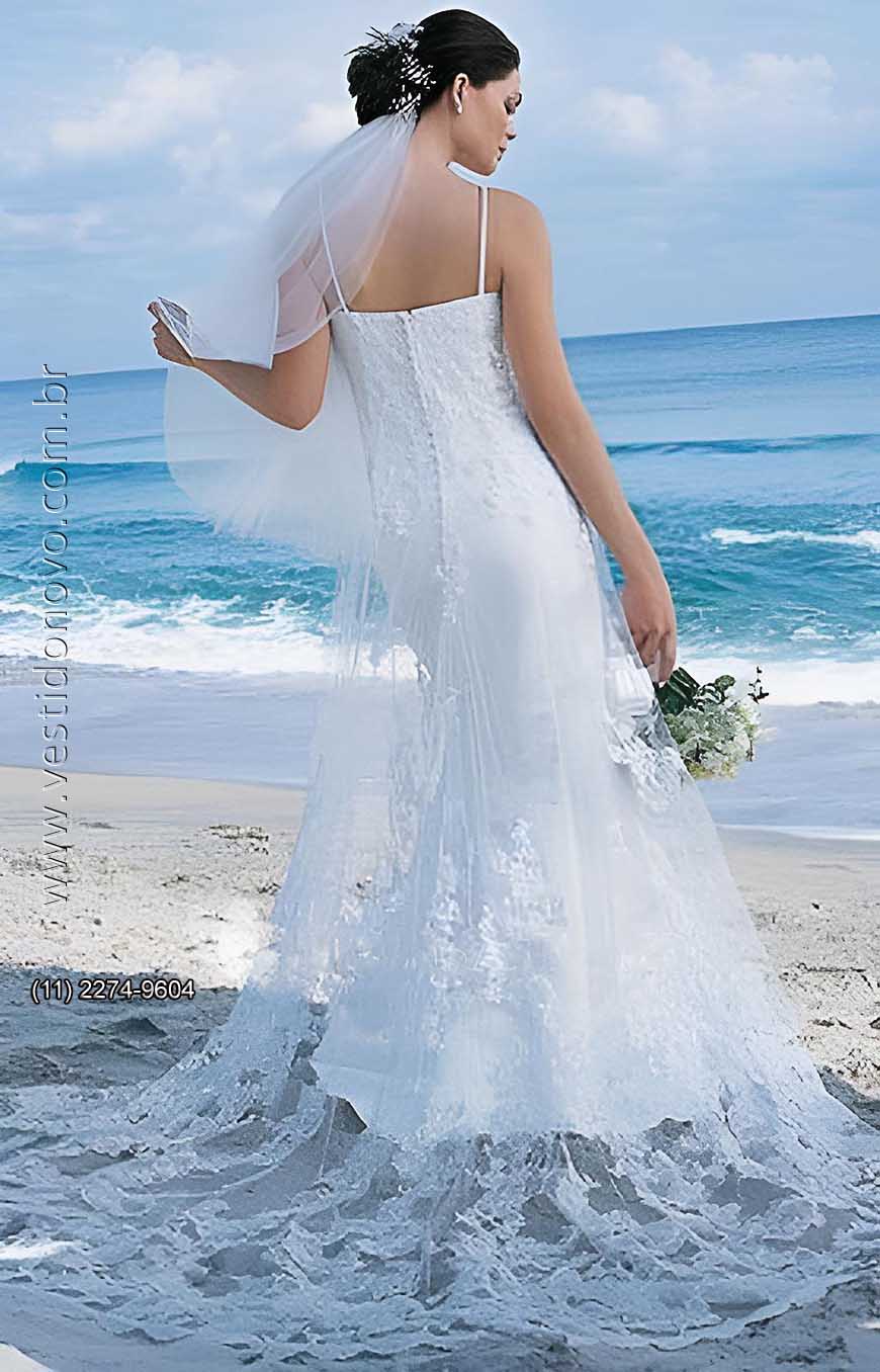 Vestido de noiva, longo de renda off white, casamento na praia, loja em So Paulo