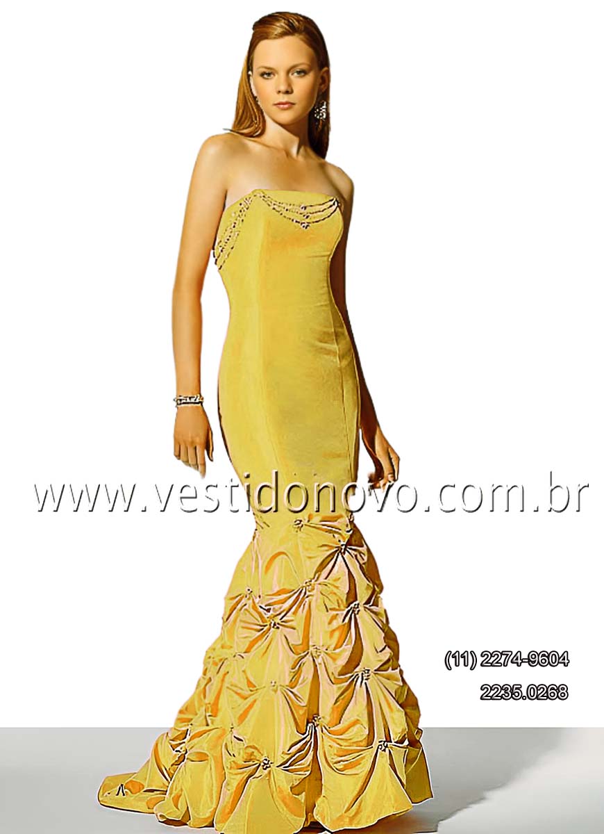 Vestido dourado em tafet importado, zona sul de So Paulo