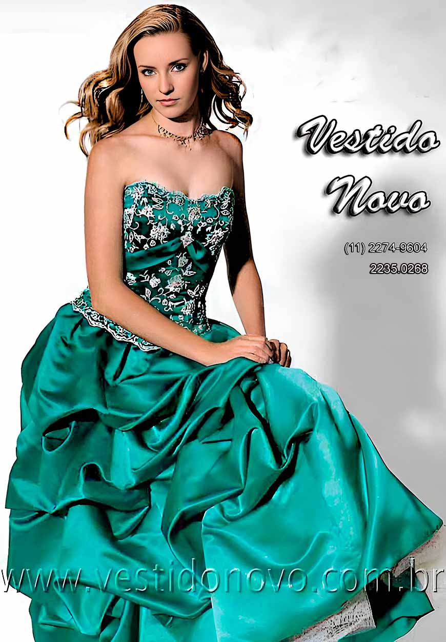 Vestido de debutante verde bandeira, loja em So Paulo