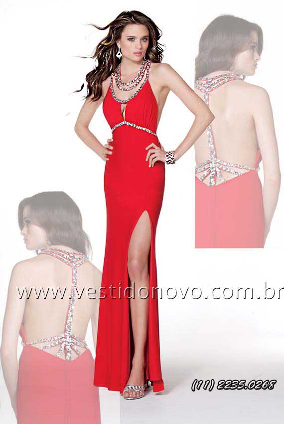 vestido de formatura importado em vermelho muito brilho e pedraria