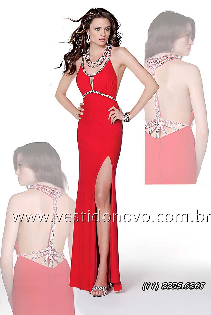 vestido de formatura importado em vermelho muito brilho e pedraria