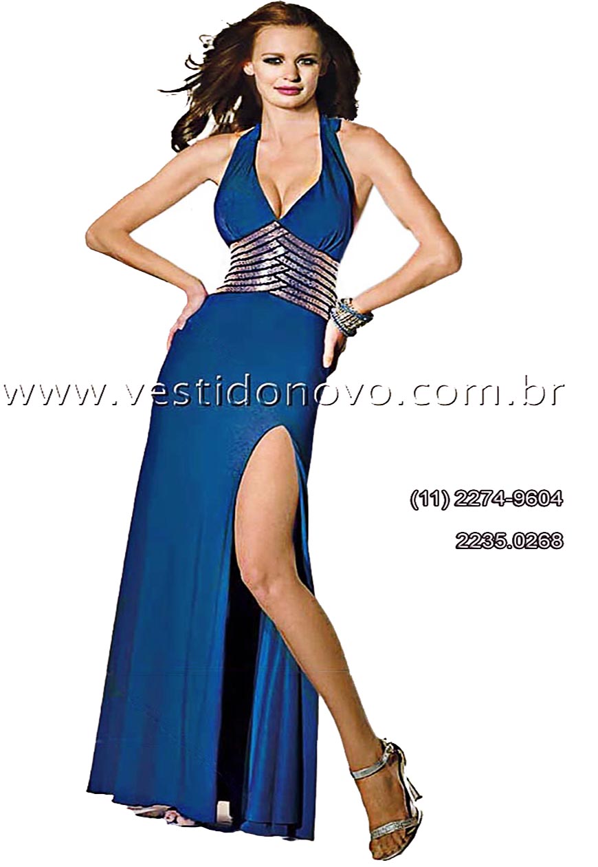 vestido de formatura azul royal plus size com fenda e brilho