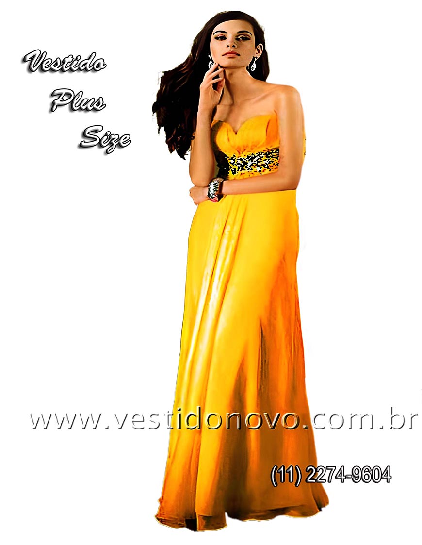 vestido  plus size, tamanho grande, GG,  amarelo com  brilho e pedraria no busto zona sul, So Paulo