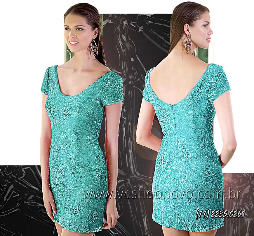 vestido de festa curto verde tiffany