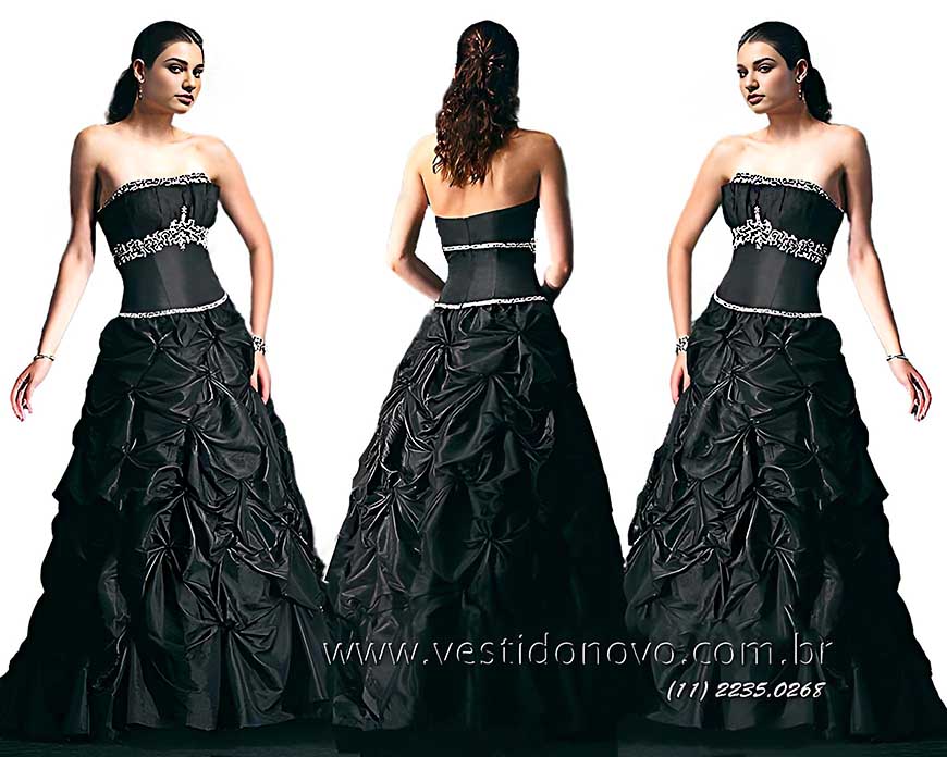 Vestido de Debutante preto em tafeta importado, em So Paulo sp