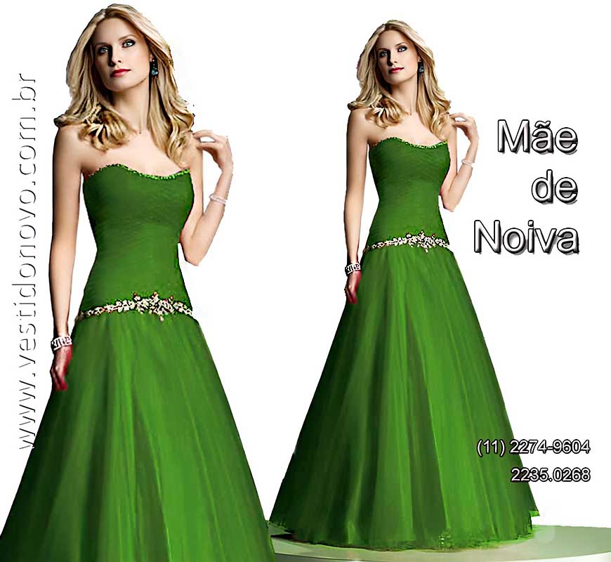 vestido plus size mãe de noiva na cor verde, São Paulo