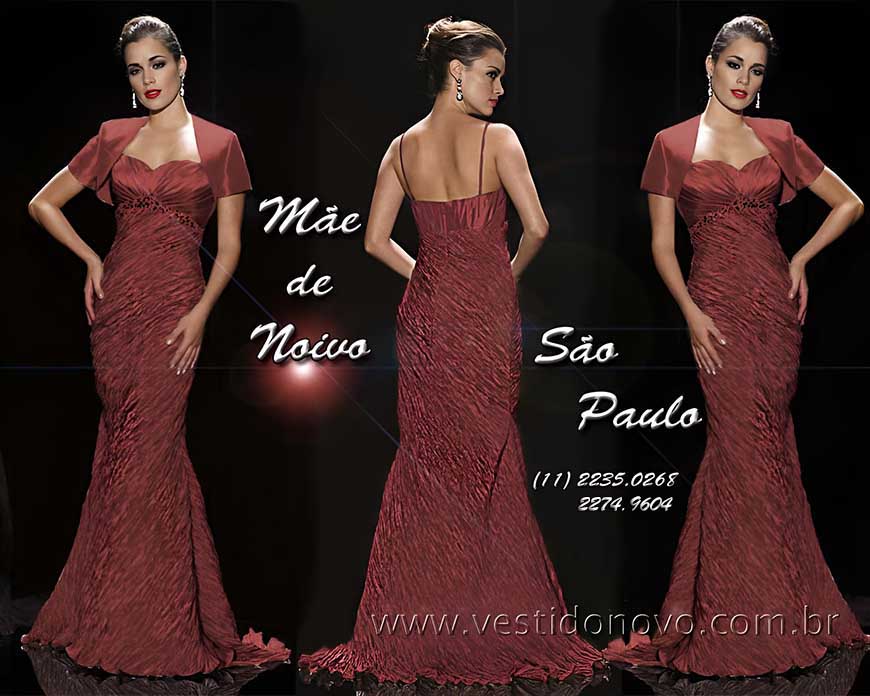 vestido mae da noiva sereia em tafeta marsala com manga e bolero, So Paulo sp