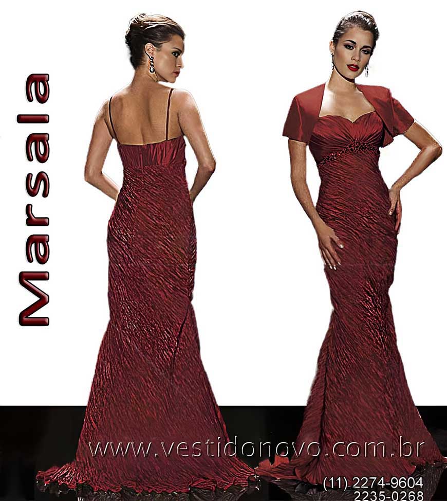 vestido mae da noiva sereia em tafeta marsala com manga e bolero, So Paulo sp