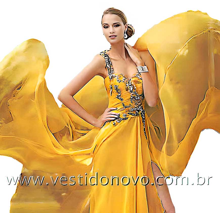 Vestido de festa, amarelo, mãe da noiva,  importado em seda,  São Paulo sp
