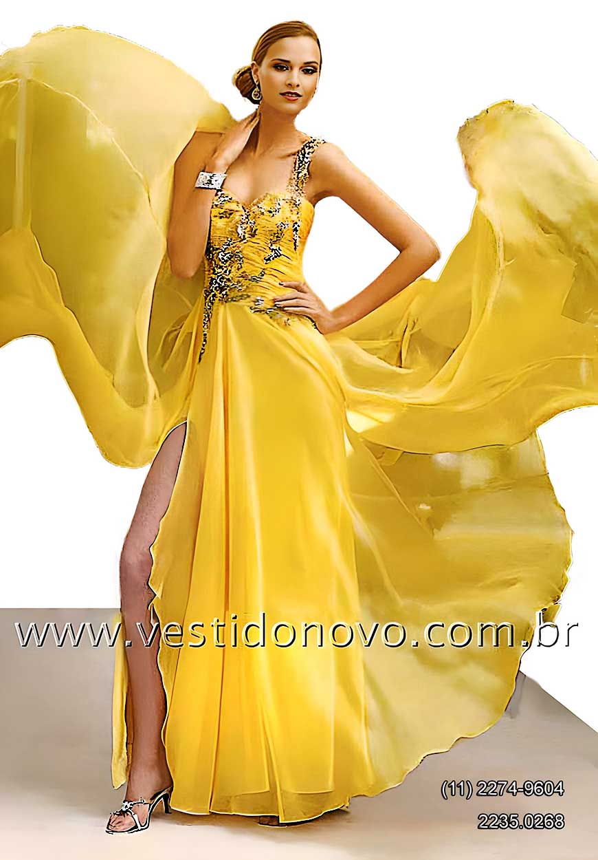 Vestido de festa, amarelo, me da noiva, formatura, importado em So Paulo sp