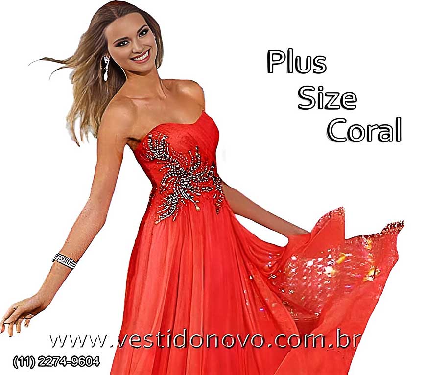 vestido  plus size, tamanho grande, coral,  brilho e pedraria no busto zona sul de So Paulo