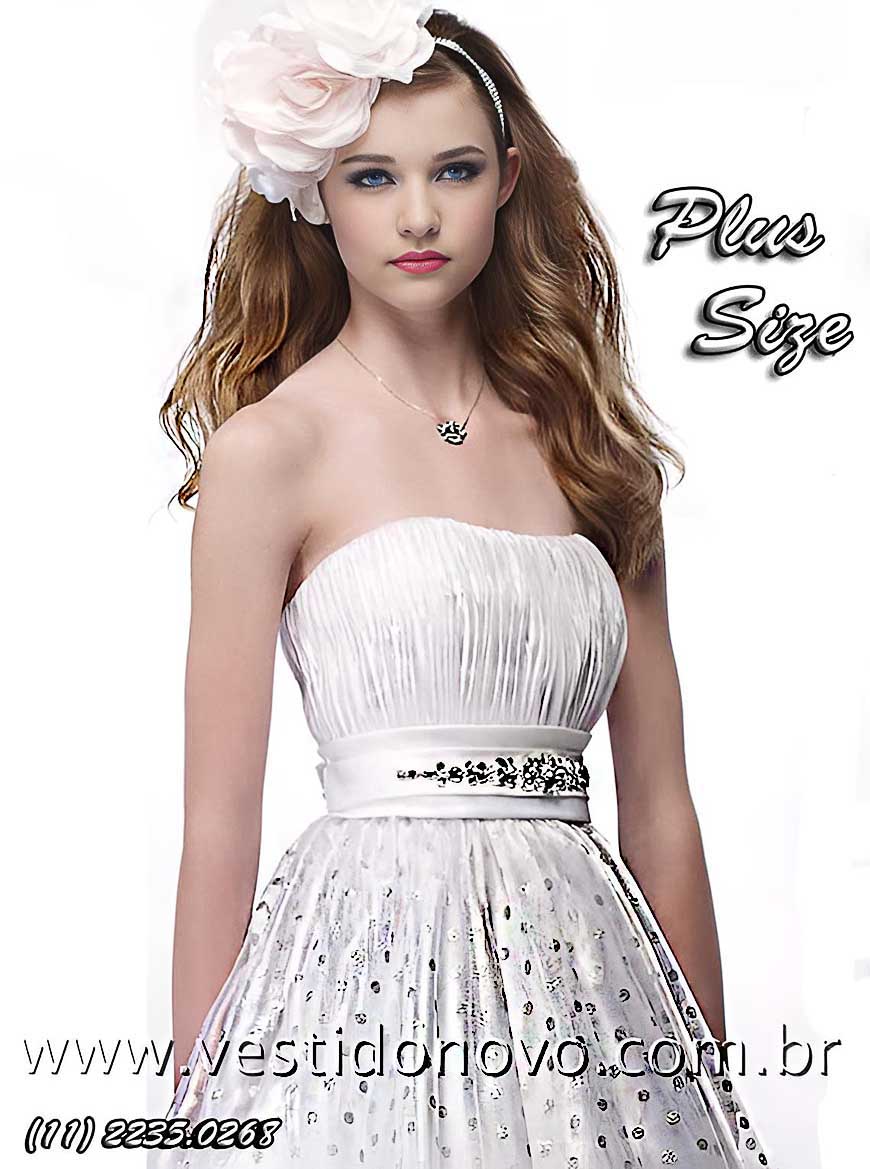 vestido plus size branco com prata, de debutante, 15 anos, em So Paulo sp