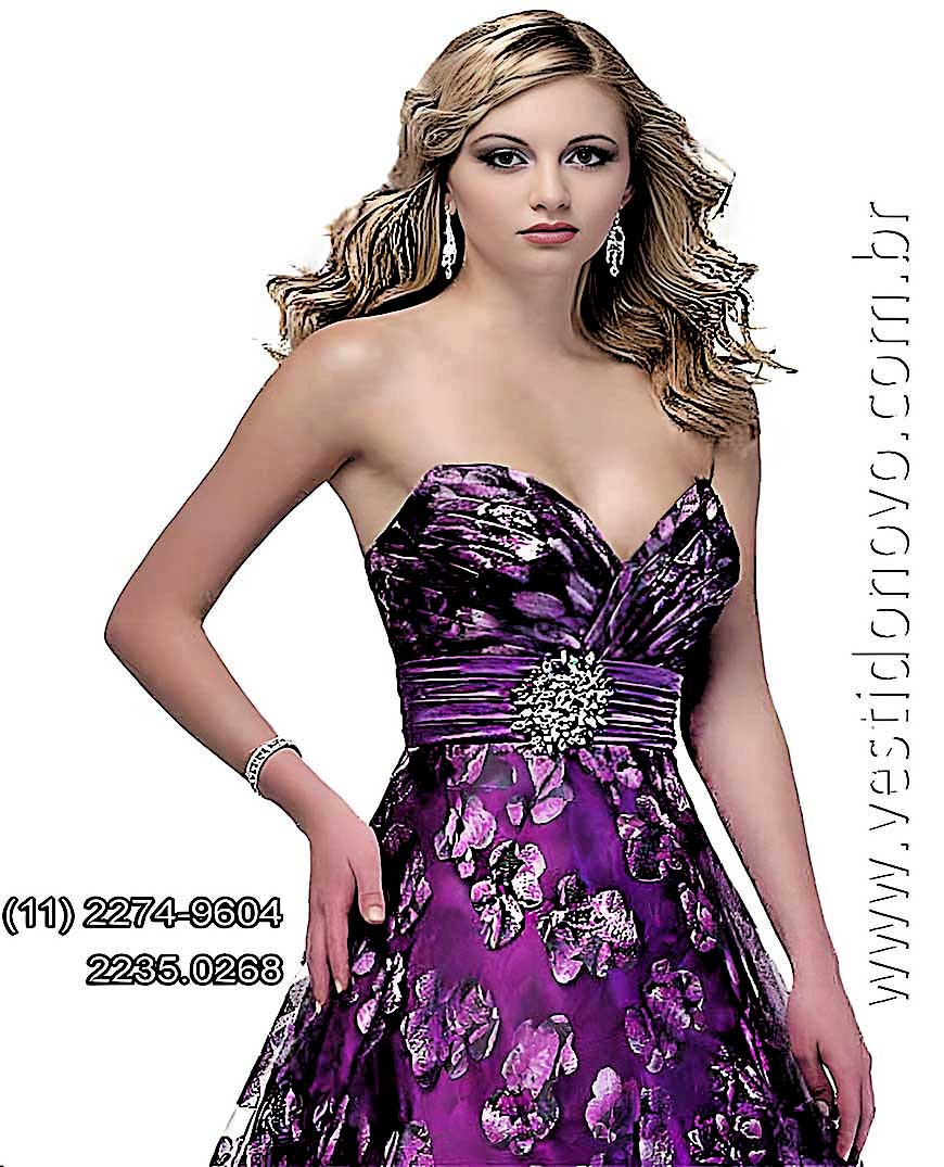 vestido de debutante em devore floral lilas, roxo, em So Paulo