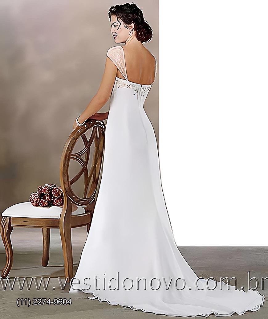vestido de noiva longo, casamento civil, com manguinha, em seda, So Paulo