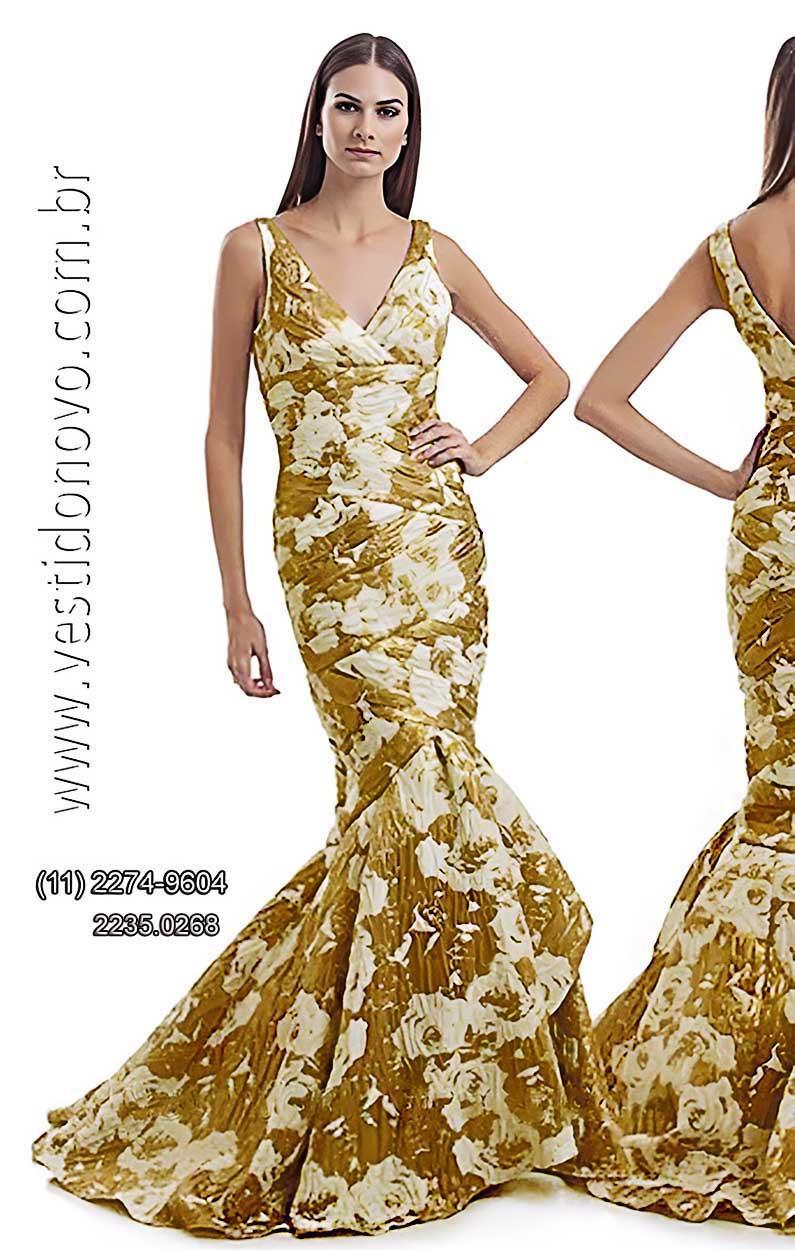 Vestido de gala, para recepo de Debutante dourado, So Paulo