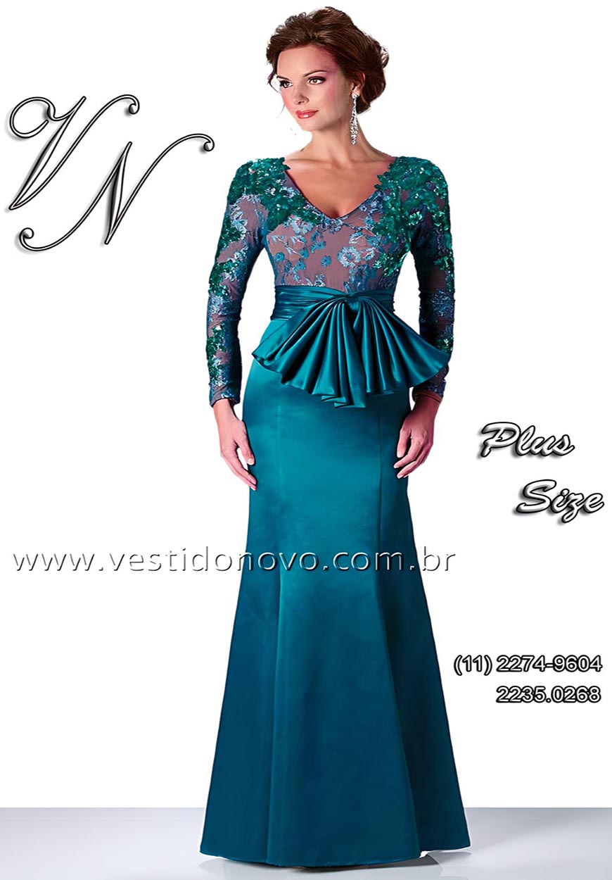 vestido verde plus size, tamanho grande, manga comprida, mãe da noiva, São Paulo