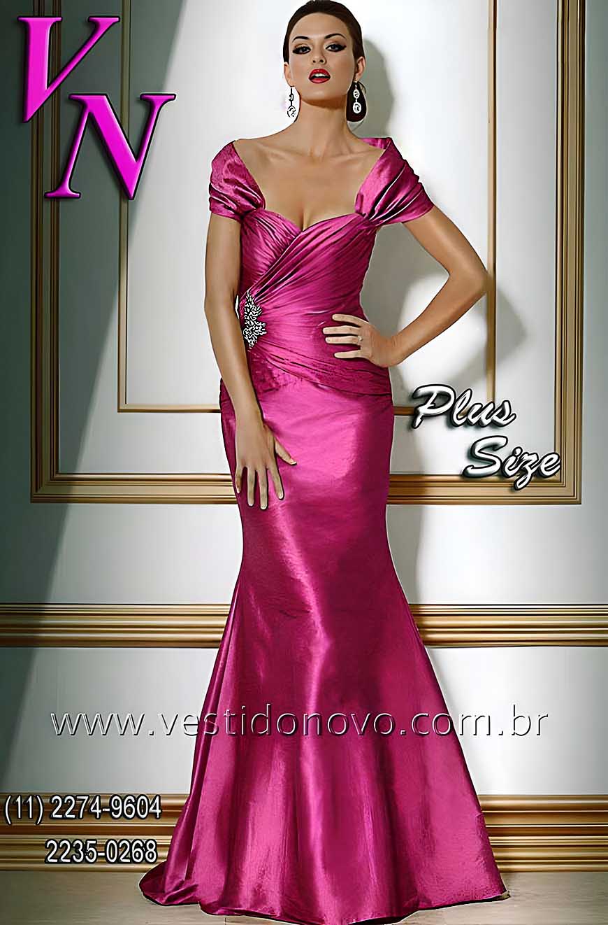 Vestido plus size mae da noiva, pink fuchsial, zona sul de So Paulo