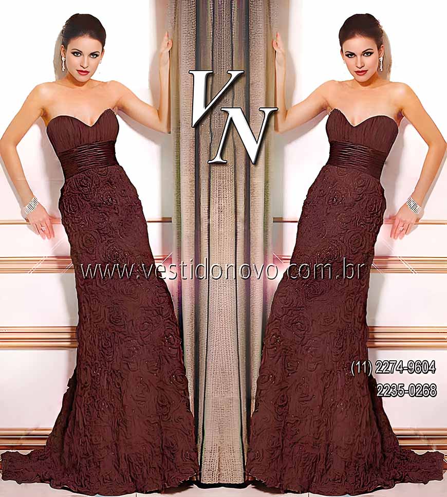 vestido me de noiva marrom chocolate, aclimao