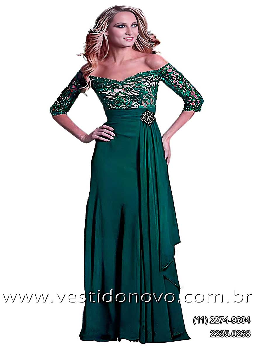 Vestido de festa, verde, plus size, mae da noivo, com manga, em So Paulo