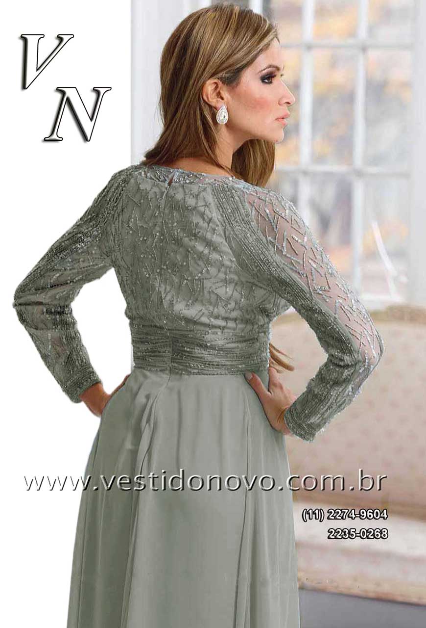 vestido mae do noivo plus size tamanho grande cor cinza claro / prata 