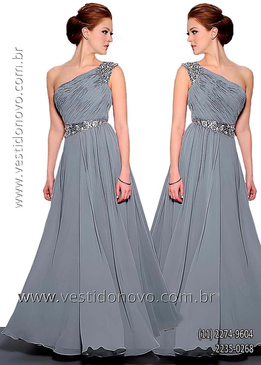 vestido cinza longo para casamento