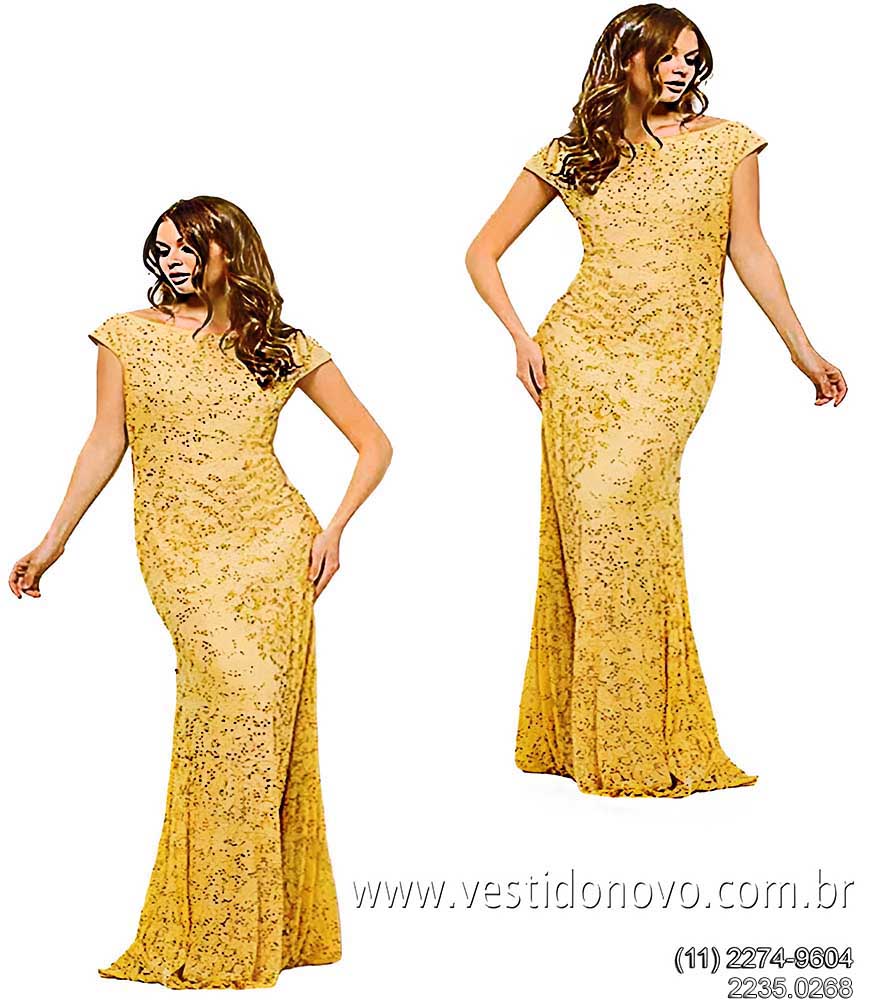 Vestido  de festa dourado me da noiva, bodas de ouro, com manguinha, em So Paulo