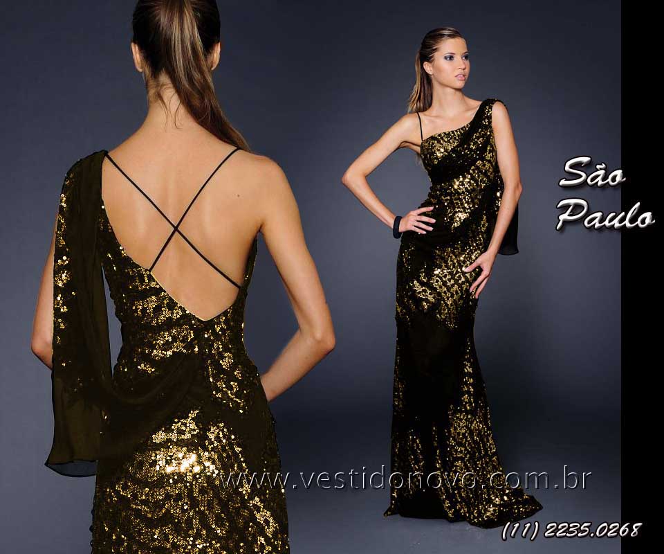 vestido de festa preto com dourado longo