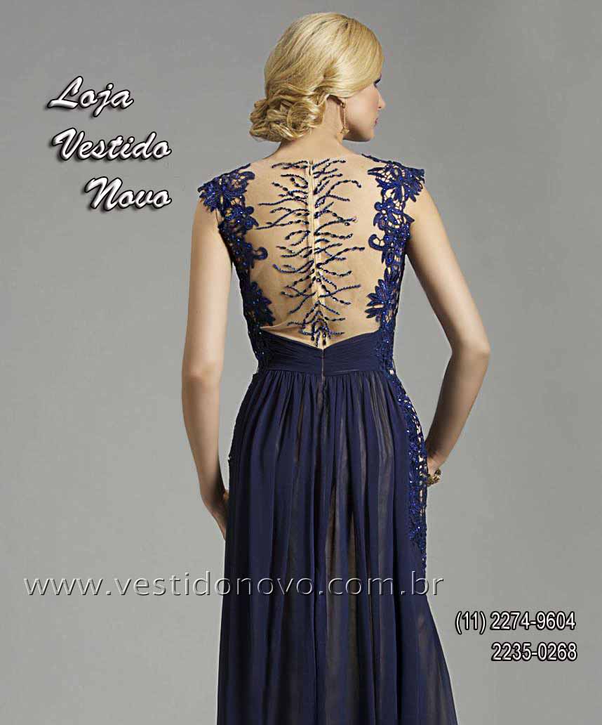 vestido azul marinho mae da noiva