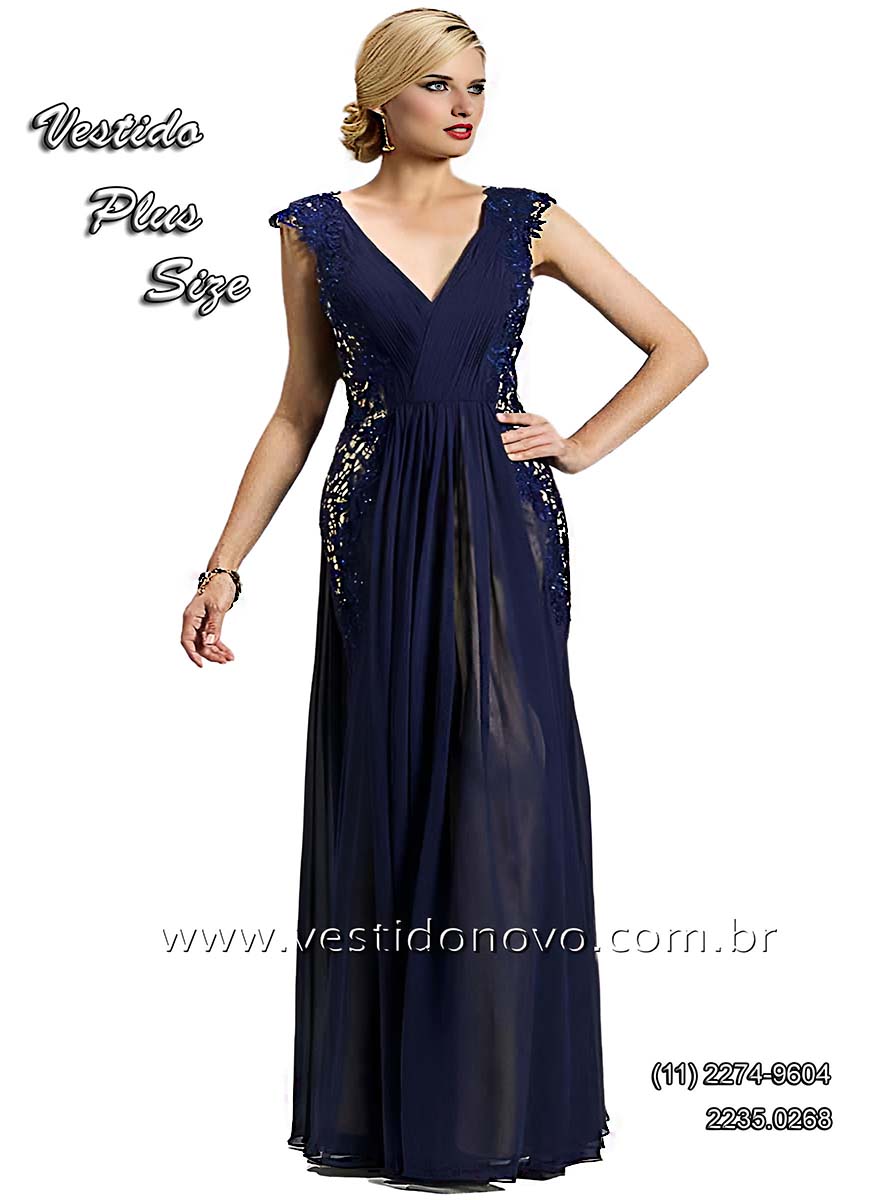 Vestido me da noiva, Plus size, AZUL MARINHO com renda em So Paulo