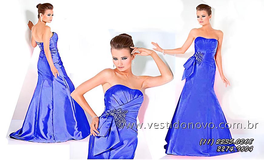 vestido mae de noiva azul