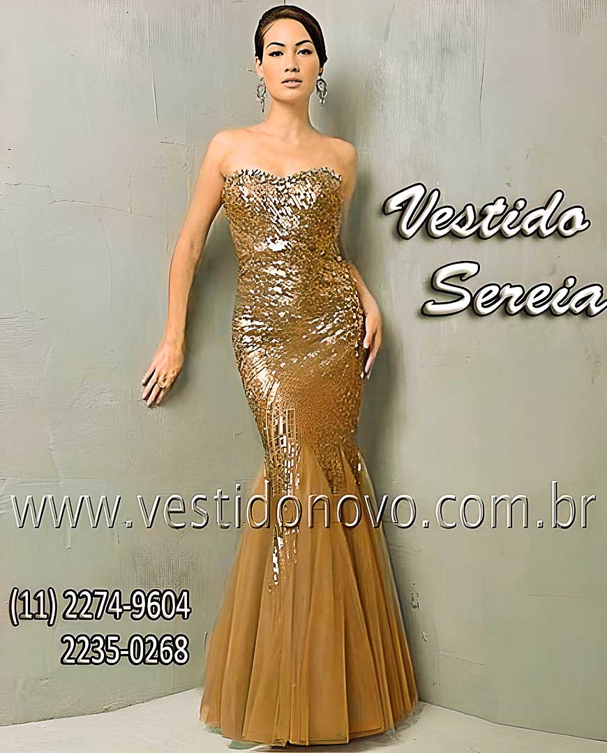 vestido sereia de formatura nude com dourado 