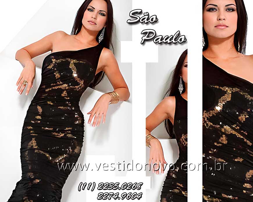 vestido sereia preto e dourado com renda importado, So Paulo