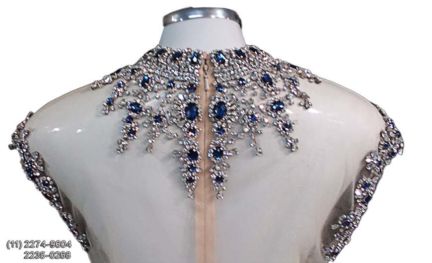 vestido bodas de prata, azul royal, com brilho e pedraria, So Paulo, sp
