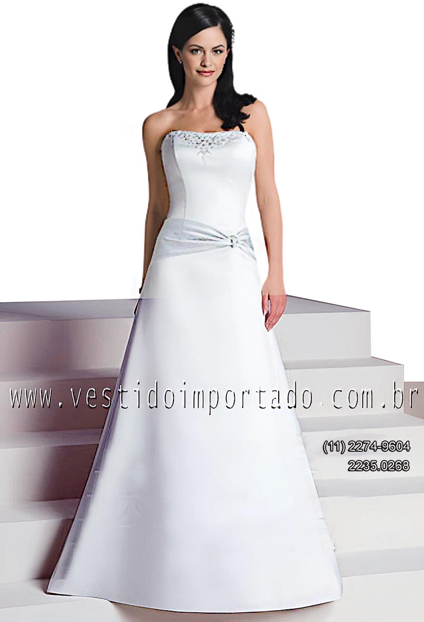 Vestido de noiva em cetim importado branco, loja em So Paulo