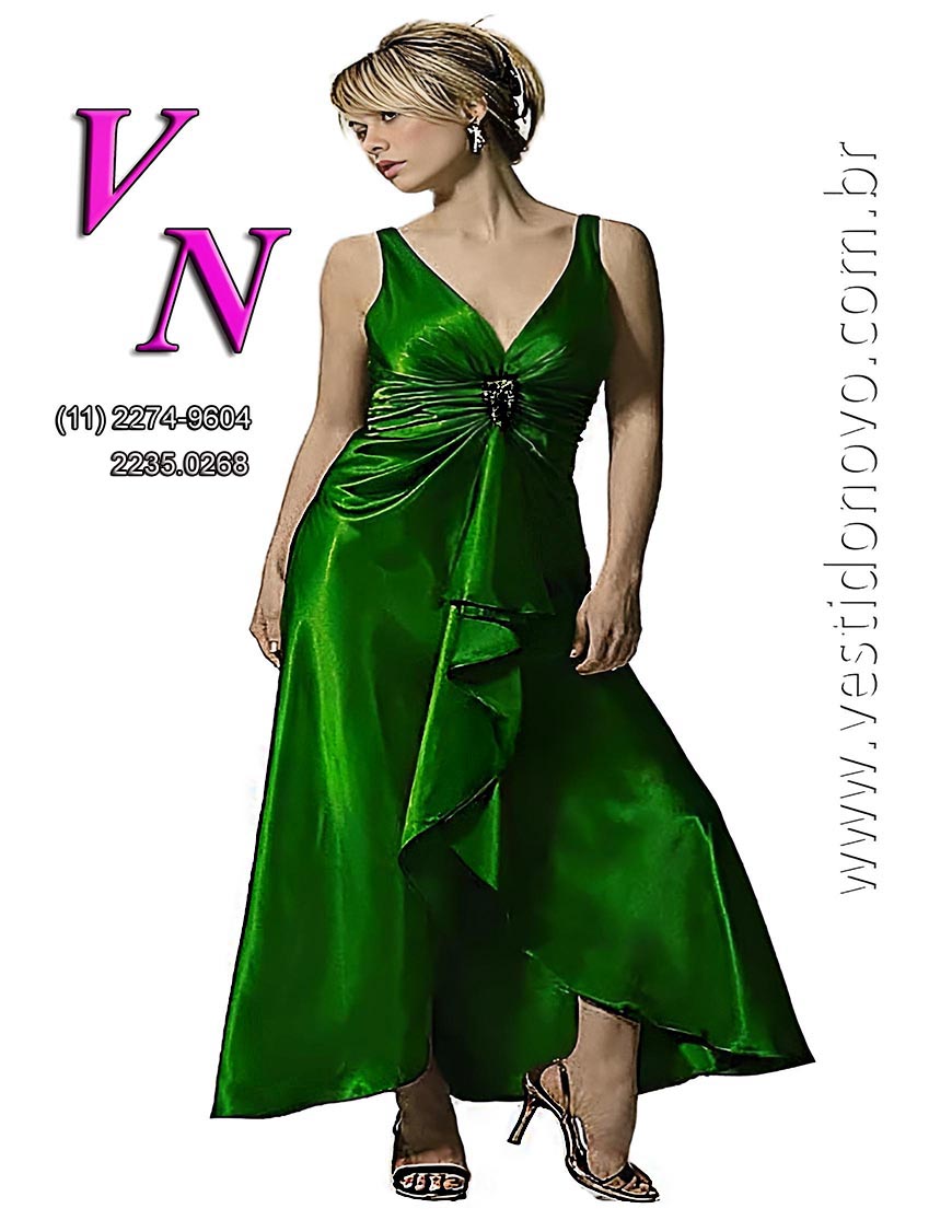 Vestido de festa, verde bandeira, me da noiva, plus size em So Paulo