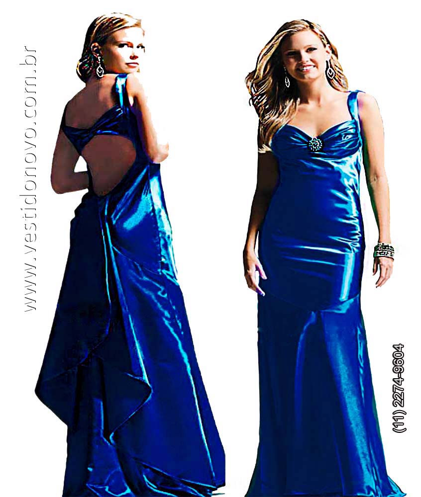 Vestido de festa longo azul royal, mae de noiva