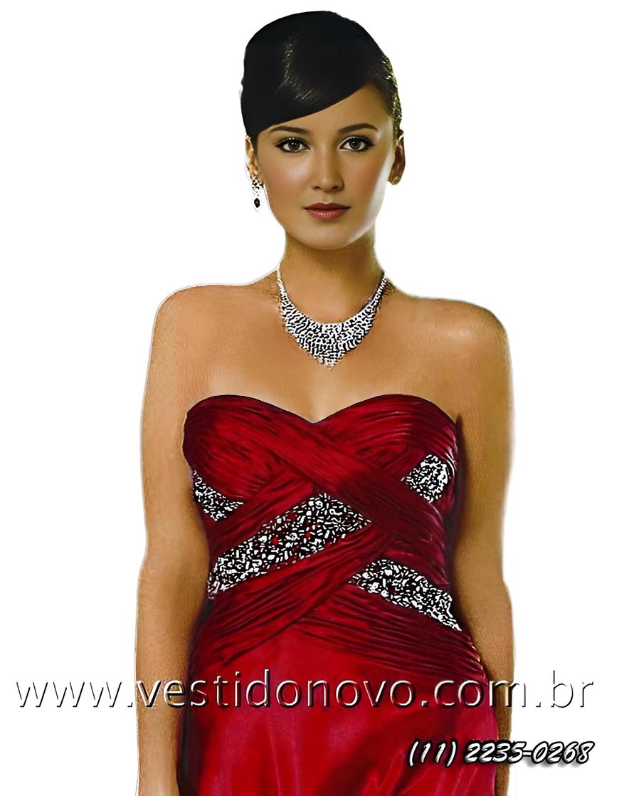 vestido cereja madrinha de casamento pedraria no busto,  importado 