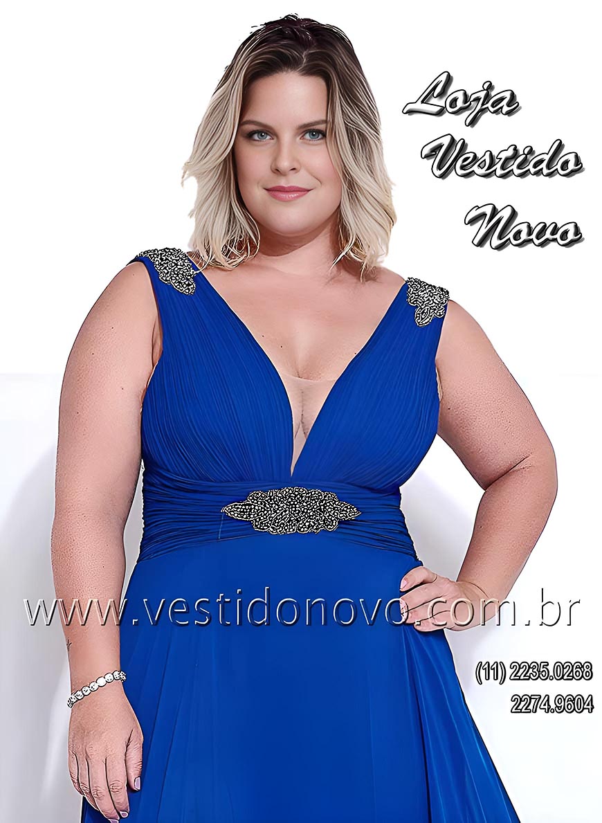 Vesdtido de festa plus size na cor azul royal, me de noiva, zona sul de So Paulo, sp