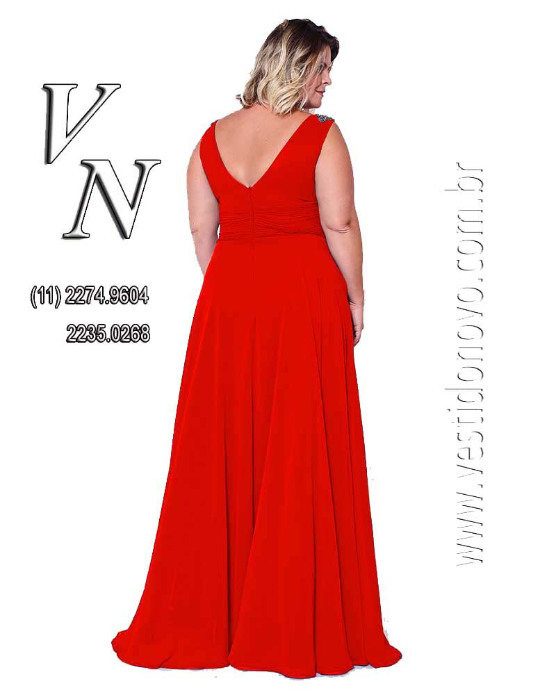 Vestido vermelho, com fenda e decote, Plus size, tamanho grandena, So Paulo