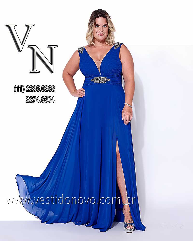 Vesdtido de festa plus size na cor azul royal, me de noiva, zona sul de So Paulo, sp