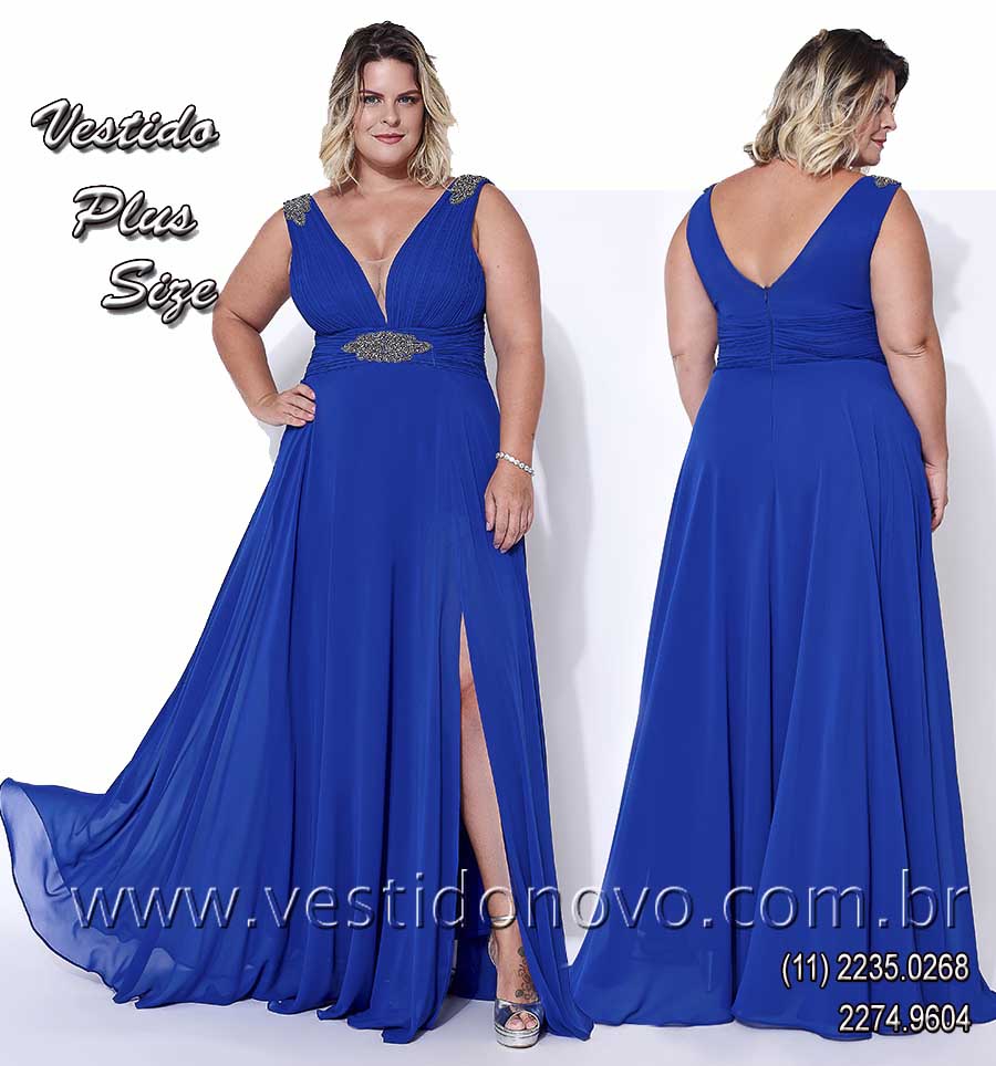 Vesdtido de festa plus size na cor azul royal, me de noiva, zona sul de So Paulo, sp