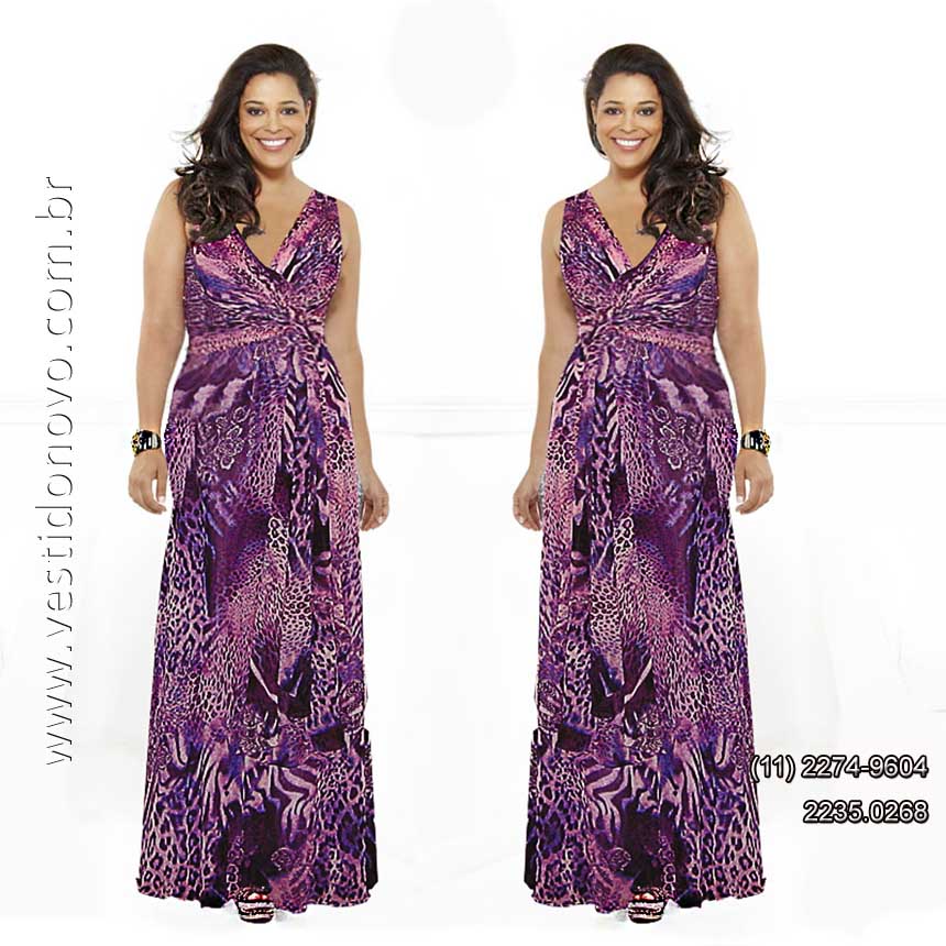 vestido tamanho grande plus size,  estampado em lilás loja em São Paulo sp