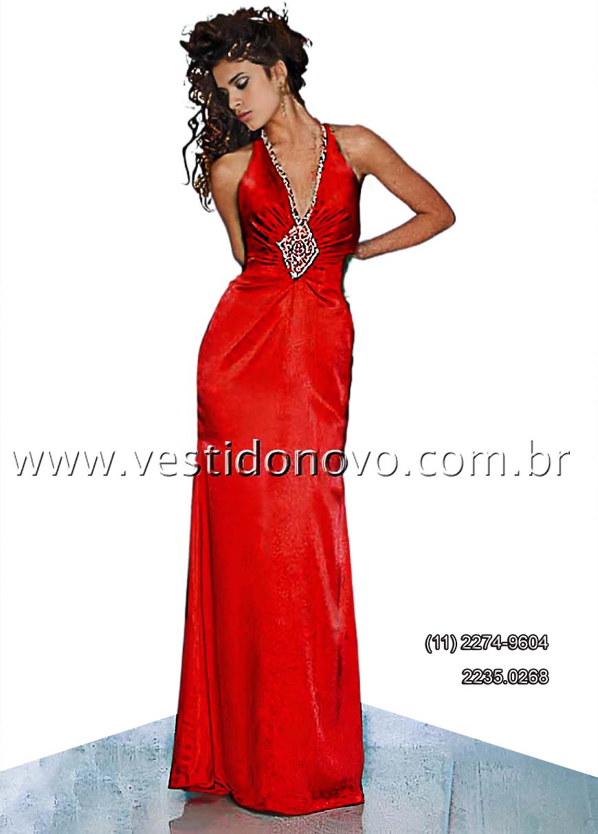 Vestido vermelho, madrinha de casamento em cetim importado 