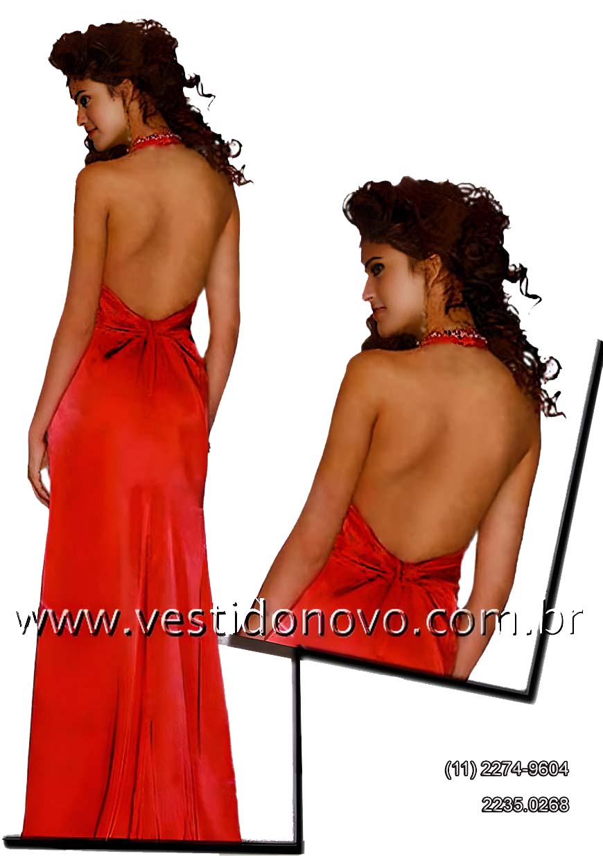 Vestido de festa vermelho em cetim importado, zona sul de So Paulo