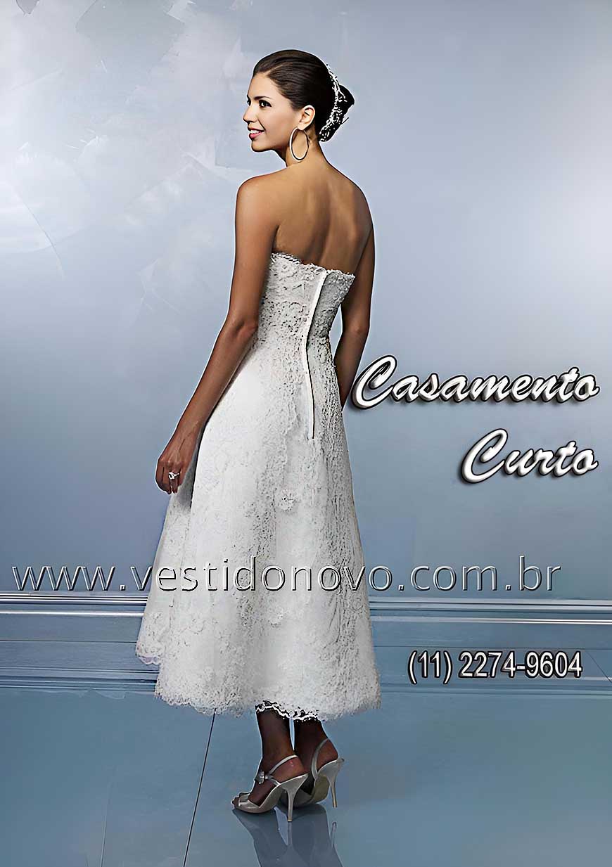 vestido curto casamento civil, casamento na praia, todo em renda, So Paulo