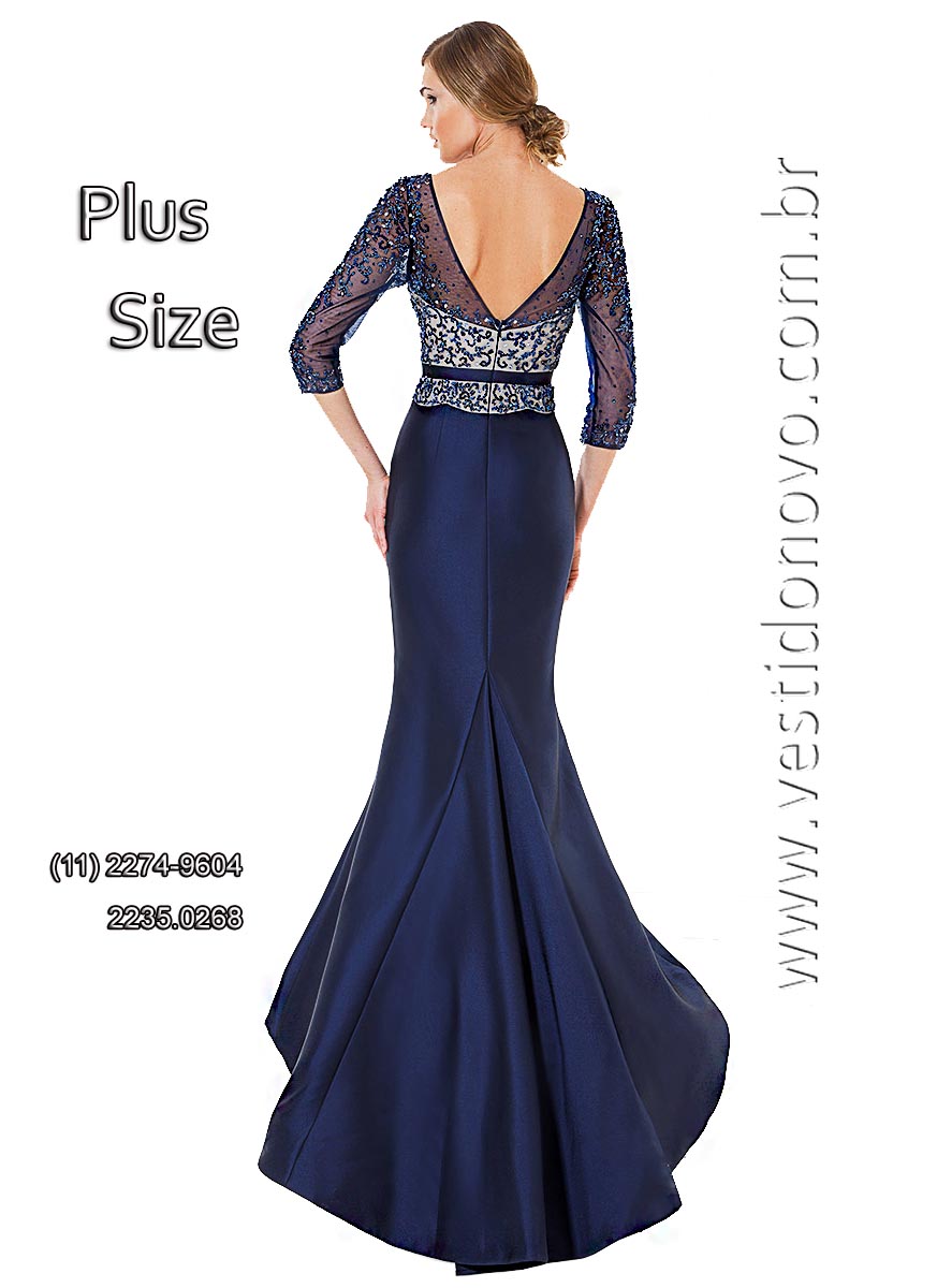 Vestido azul marinho, me de noiva, plus size, tamanho grande