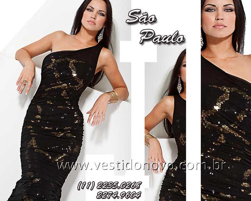 vestido sereia preto e dourado com renda importado em So Paulo