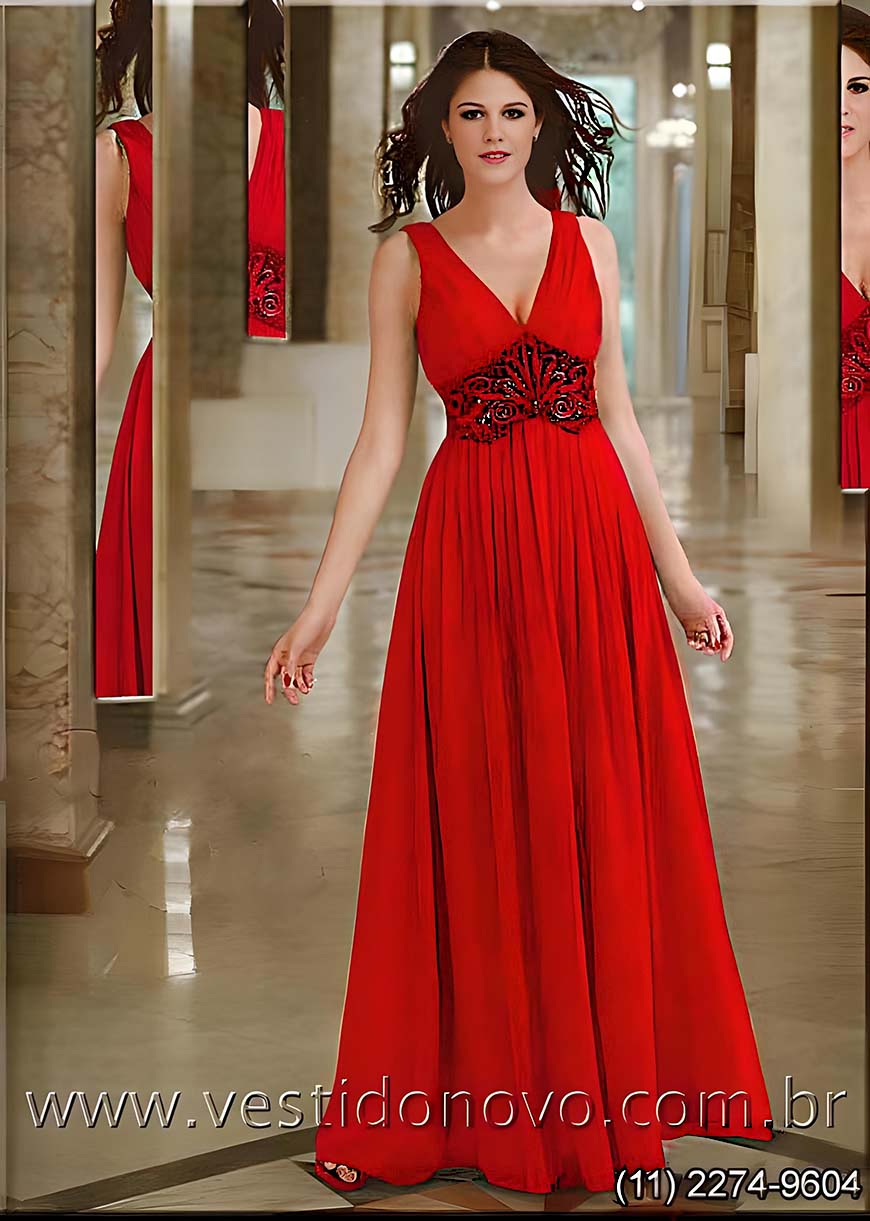 Vestido vermelho, me da noiva, estilo grego