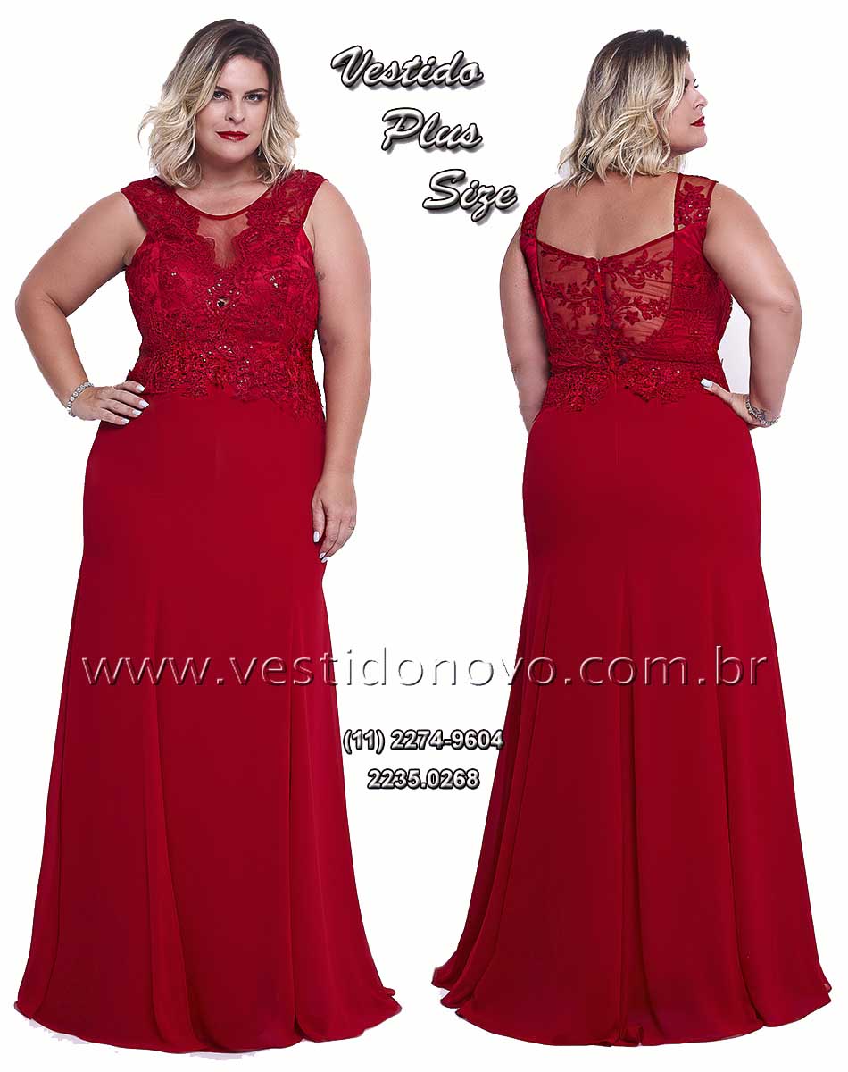 Vestidos Plus size me de noiva vermelho, renda transparncia no busto - aclimao, vila mariana 